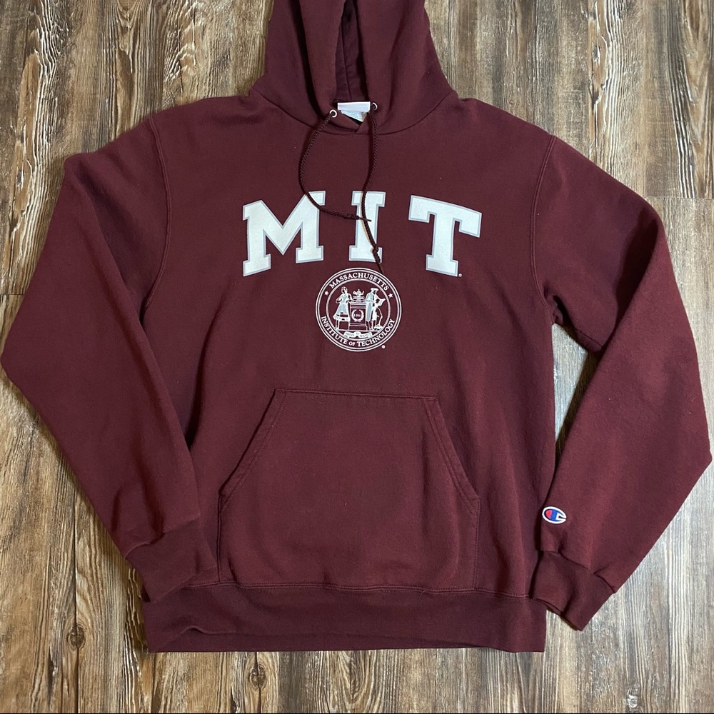Vintage Y2K MIT Champion Hoodie Sweatshirt Pull Over Medium Massachusetts Tech